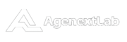 AgenextLab logo featuring a minimalist, geometric monogram combining the letters 'A' and 'L' in bold gradient blue, next to the brand name 'AgenextLab' in modern sans-serif font, on a transparent background. Professional, clean, and technology-focused design suitable for SaaS and AI platform branding